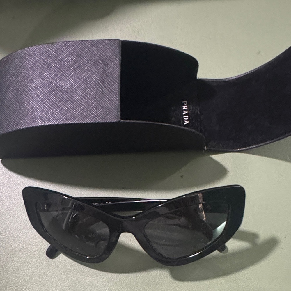 Designer Prada Glossy Black Cat-Eye Sunglasses 🕶️